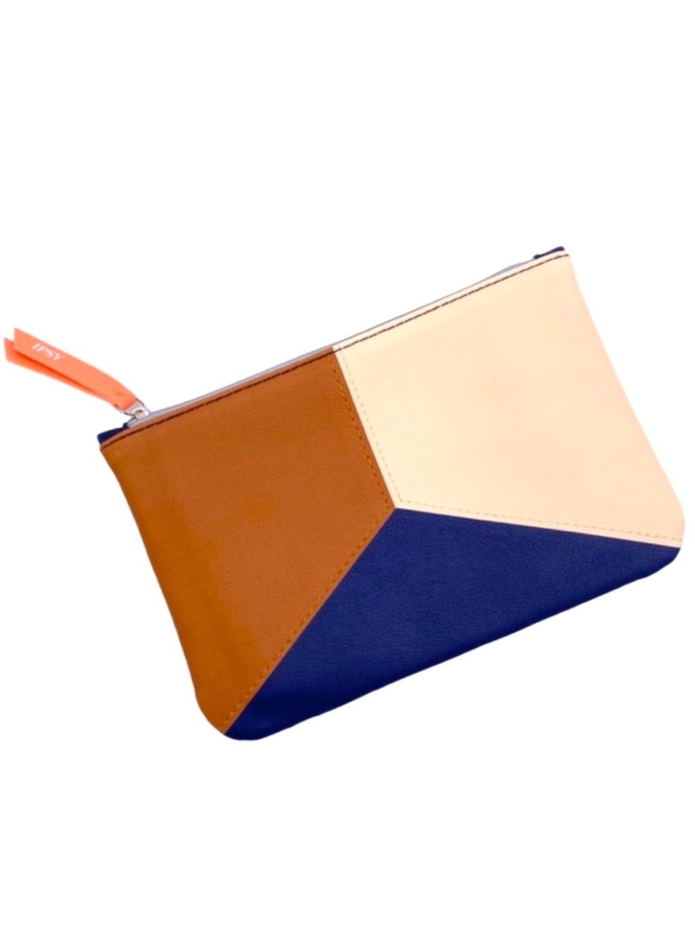 IPSY Faux Leather Colorblock Makeup Cosmetic Bag NWOT